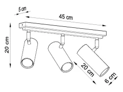 Sollux Lighting Lámparas de techo Invicta moderno de acero - 3 fuentes luminosas 4000K - L.45 x A.20 cm - Blanco