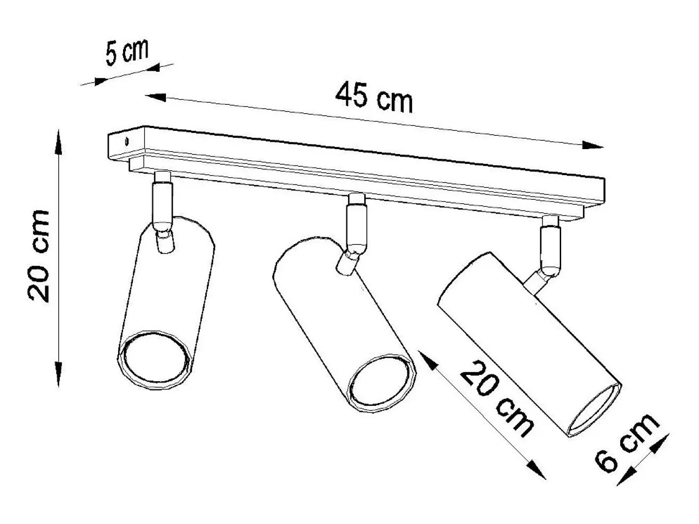 Sollux Lighting Lámparas de techo Invicta moderno de acero - 3 fuentes luminosas 4000K - L.45 x A.20 cm - Blanco