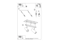 Discount Sollux Lighting Lámparas de techo Invicta moderno de acero - 2 fuentes luminosas 4000K - L.30 x A.20 cm - Negro