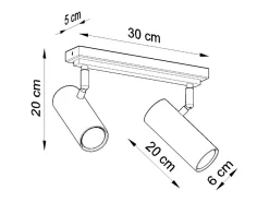 Sollux Lighting Plafón-Lámparas de techo Invicta moderno de acero - 2 fuentes luminosas 3000K - L.30 x A.20 cm - Negro