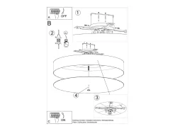 Sollux Lighting Lámparas de techo Kalmaris minimalista de tela/vidrio/acero - 6 fuentes luminosas 3000K - L.100 x A.20 cm - Blanco Online