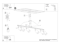 Sollux Lighting Lámparas De Techo Lemmi Moderno De Acero - 6 Fuentes Luminosas - L.135 X A.20 Cm - Negro Sale