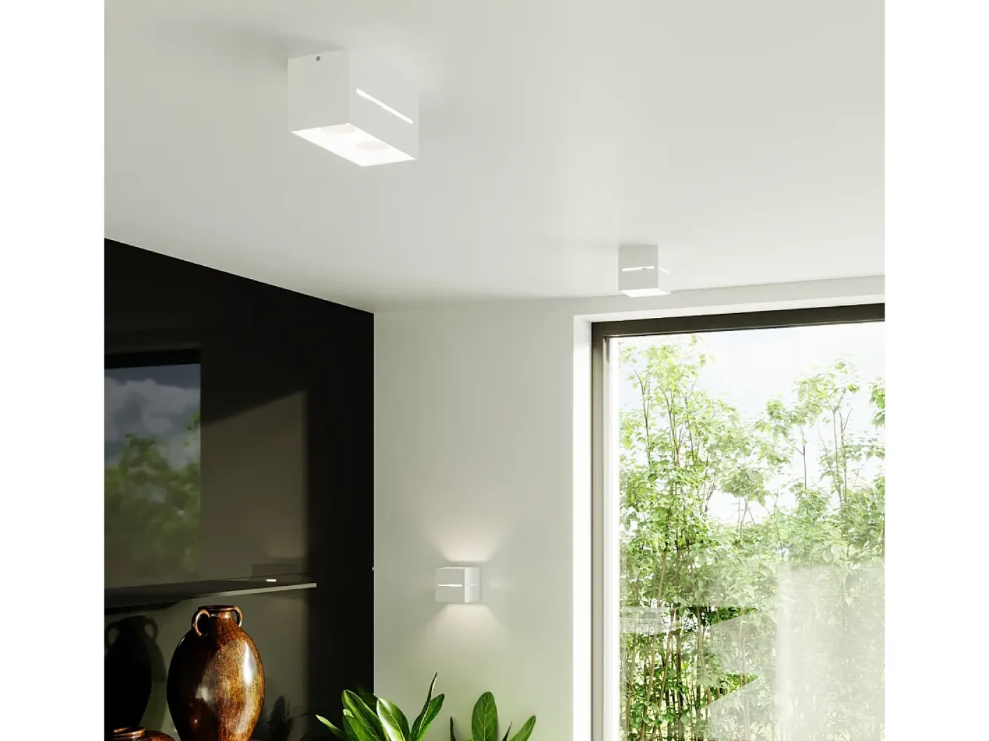 Hot Sollux Lighting Lámparas De Techo Lobo Moderno De Aluminio - 2 Fuentes Luminosas - L.20 X A.10 Cm - Blanco