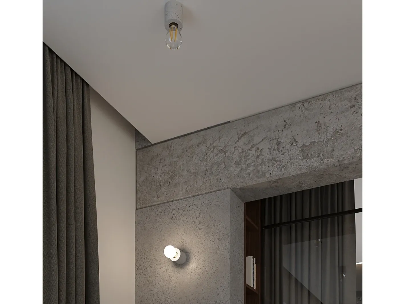 Sollux Lighting Plafón-Lámparas de techo Nalvado industrial de concreto - 1 fuentes luminosas 4000K - L.10 x A.10 cm - Gris