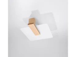 Sollux Lighting Plafón-Lámparas de techo Nappo escandinavo de madera/vidrio - 2 fuentes luminosas 3000K - L.40 x A.47,5 cm - madera natural Color natural claro