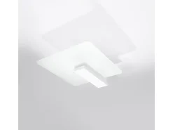 Sollux Lighting Plafón-Lámparas de techo Nappo escandinavo de madera/vidrio - 2 fuentes luminosas 3000K - L.40 x A.47,5 cm - Blanco