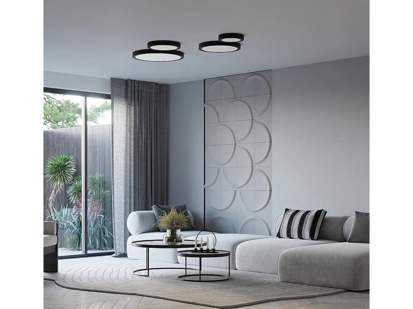 Sollux Lighting Plafón-Lámparas De Techo Onyx Minimalista De Aluminio - 1 Fuentes Luminosas - L.50 X A.6 Cm - Negro