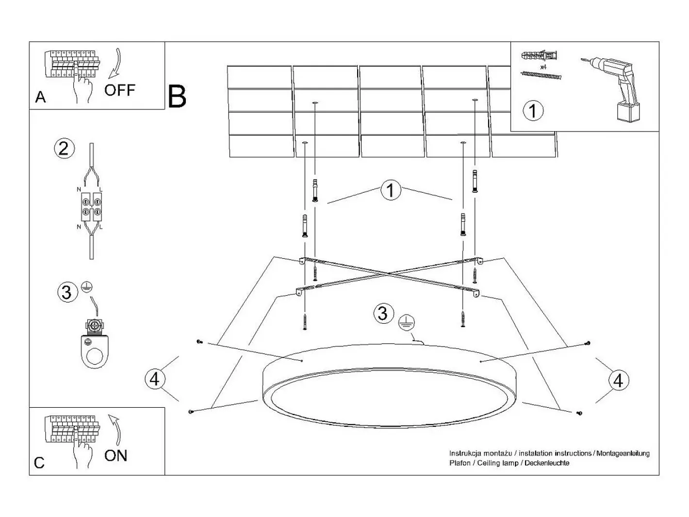Sollux Lighting Plafón-Lámparas De Techo Onyx Minimalista De Aluminio - 1 Fuentes Luminosas - L.50 X A.6 Cm - Negro