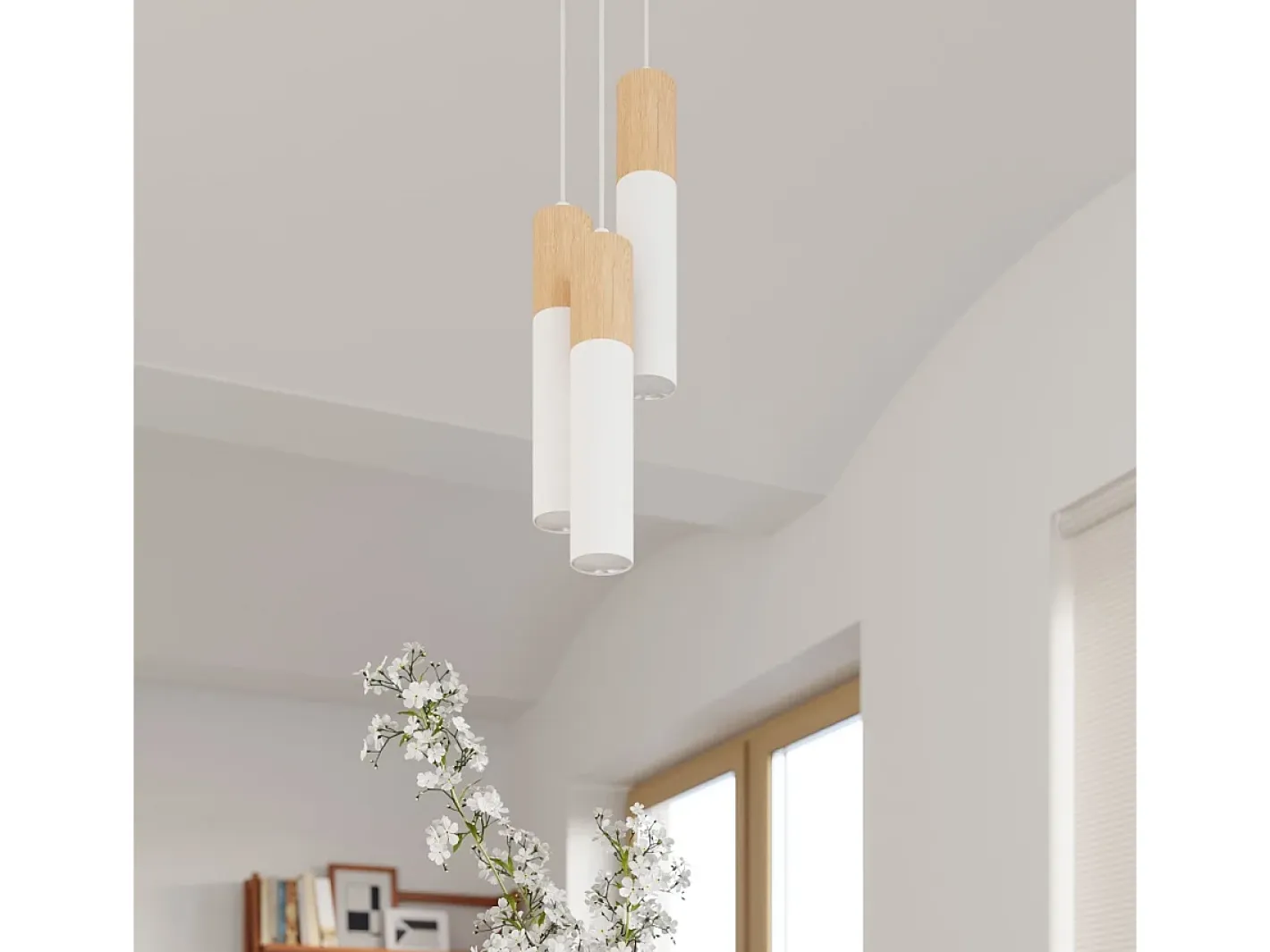 Sollux Lighting Lámparas de techo Poblano moderno de acero/madera - 1 fuentes luminosas 4000K - L.6 x A.30 cm - madera natural/blanco Color natural claro Discount