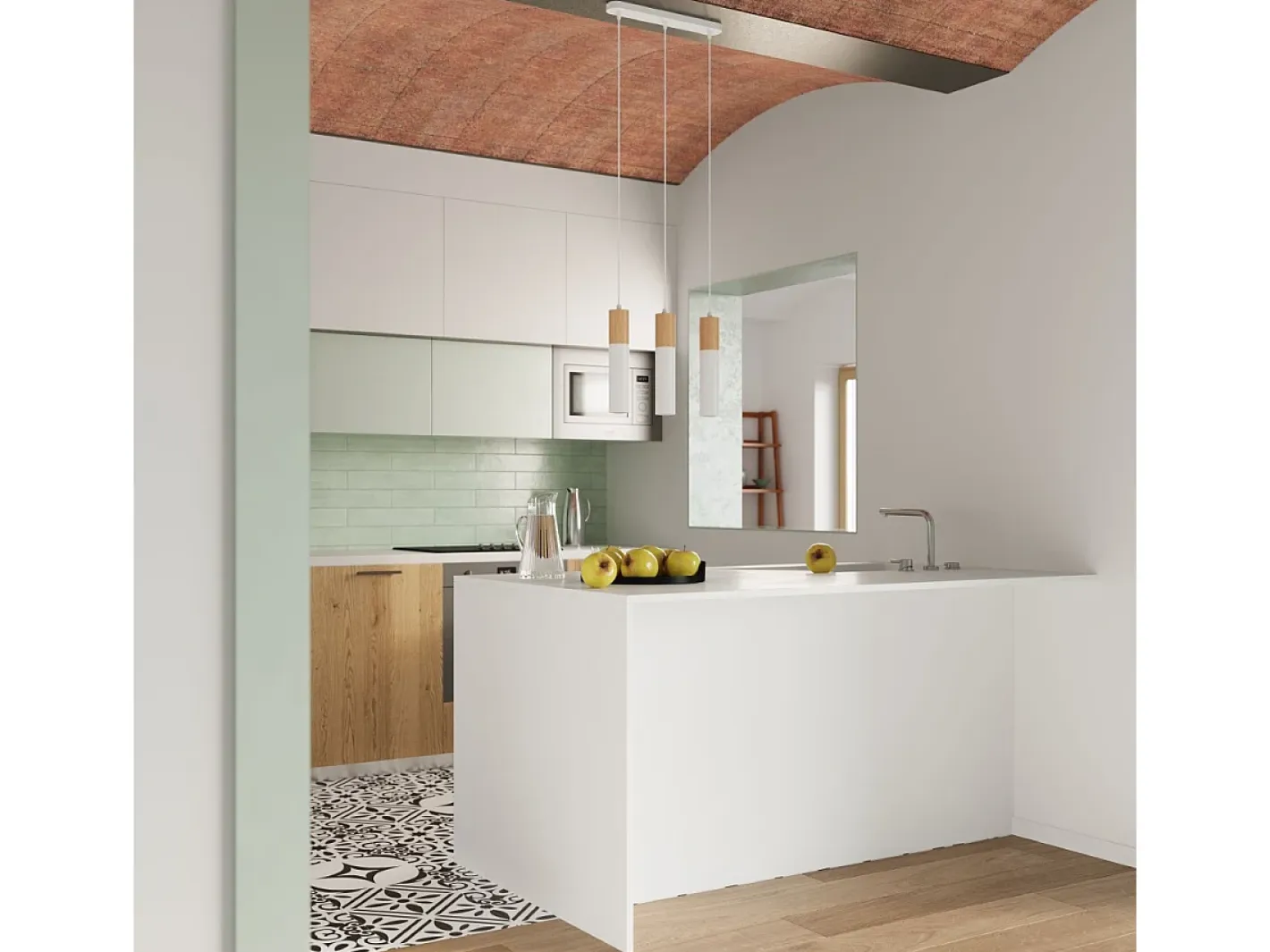Sollux Lighting Lámparas de techo Poblano moderno de acero/madera - 1 fuentes luminosas 4000K - L.6 x A.30 cm - madera natural/blanco Color natural claro Discount