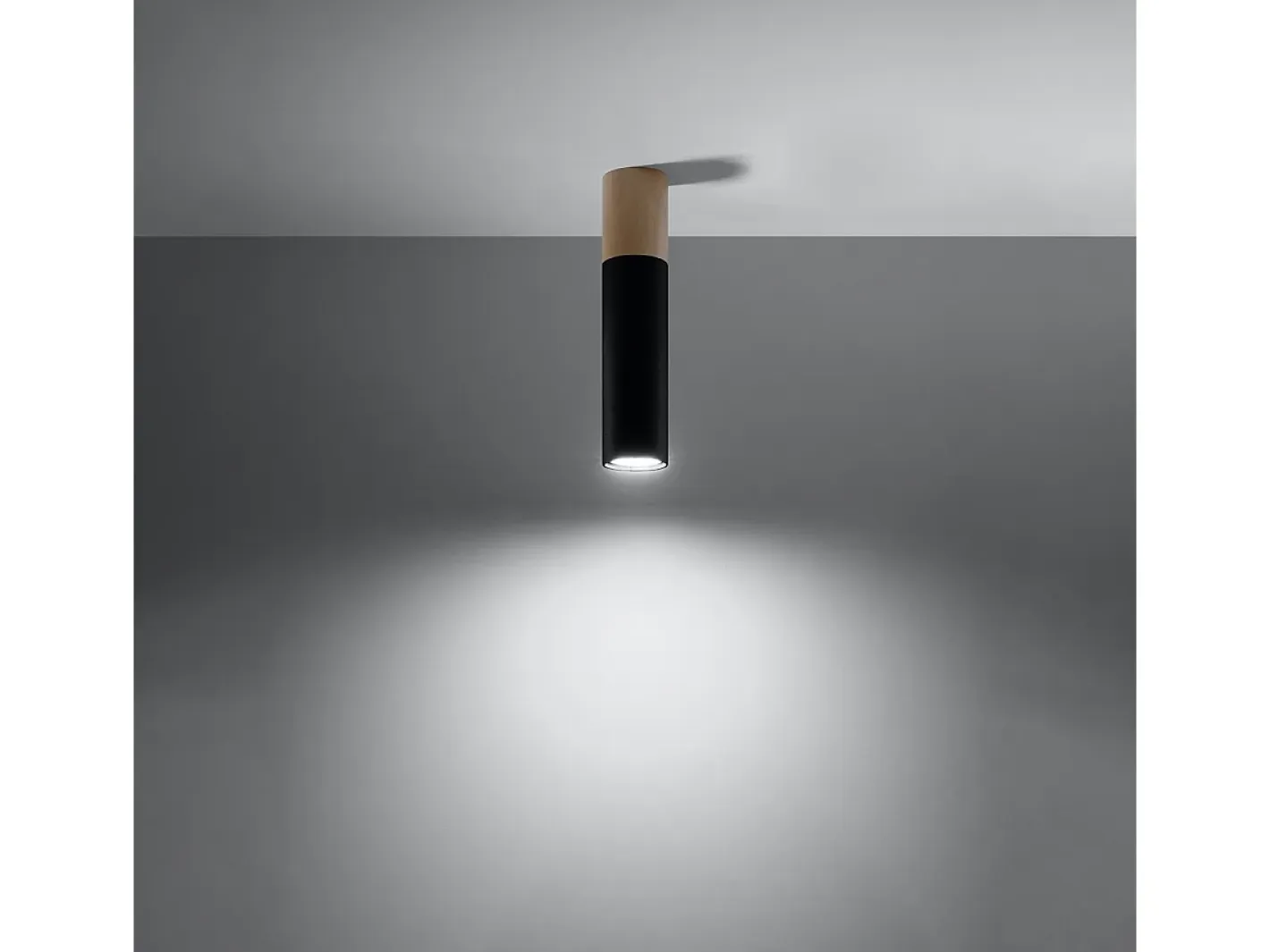 Sollux Lighting Lámparas de techo Poblano moderno de acero/madera - 1 fuentes luminosas 4000K - L.6 x A.30 cm - madera natural/negro Color natural claro