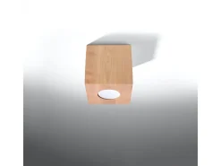Sale Sollux Lighting Lámparas de techo Quadx escandinavo de madera - 1 fuentes luminosas 3000K - L.10 x A.10 cm - madera natural Color natural claro