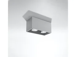 Sollux Lighting Plafón-Lámparas de techo Quadx maxi moderno de aluminio - 2 fuentes luminosas 3000K - L.20 x A.10 cm - Gris