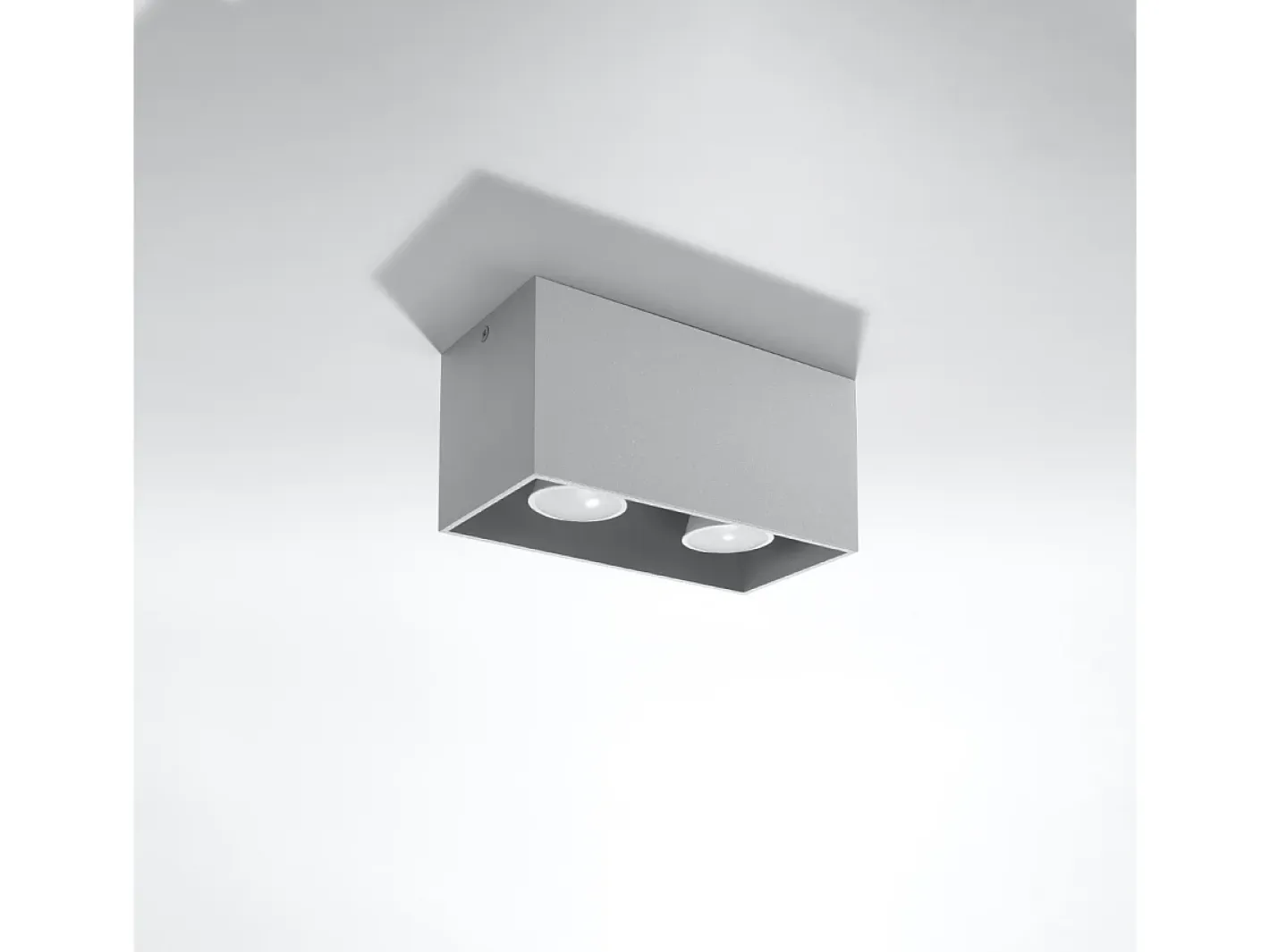 Sollux Lighting Plafón-Lámparas de techo Quadx maxi moderno de aluminio - 2 fuentes luminosas 3000K - L.20 x A.10 cm - Gris