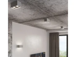 Sollux Lighting Plafón-Lámparas de techo Quadx maxi moderno de aluminio - 2 fuentes luminosas 3000K - L.20 x A.10 cm - Gris