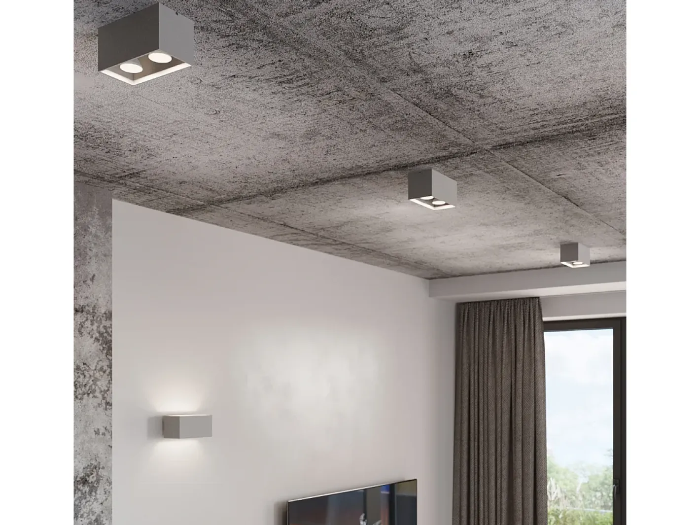 Sollux Lighting Plafón-Lámparas de techo Quadx maxi moderno de aluminio - 2 fuentes luminosas 3000K - L.20 x A.10 cm - Gris