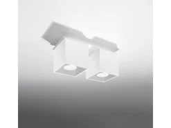 Sollux Lighting Plafón-Lámparas de techo Quadx moderno de aluminio - 2 fuentes luminosas 3000K - L.26 x A.12 cm - Blanco