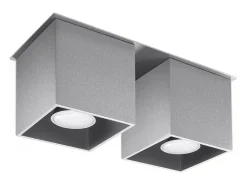 Sollux Lighting Plafón-Lámparas de techo Quadx moderno de aluminio - 2 fuentes luminosas 4000K - L.26 x A.12 cm - Gris