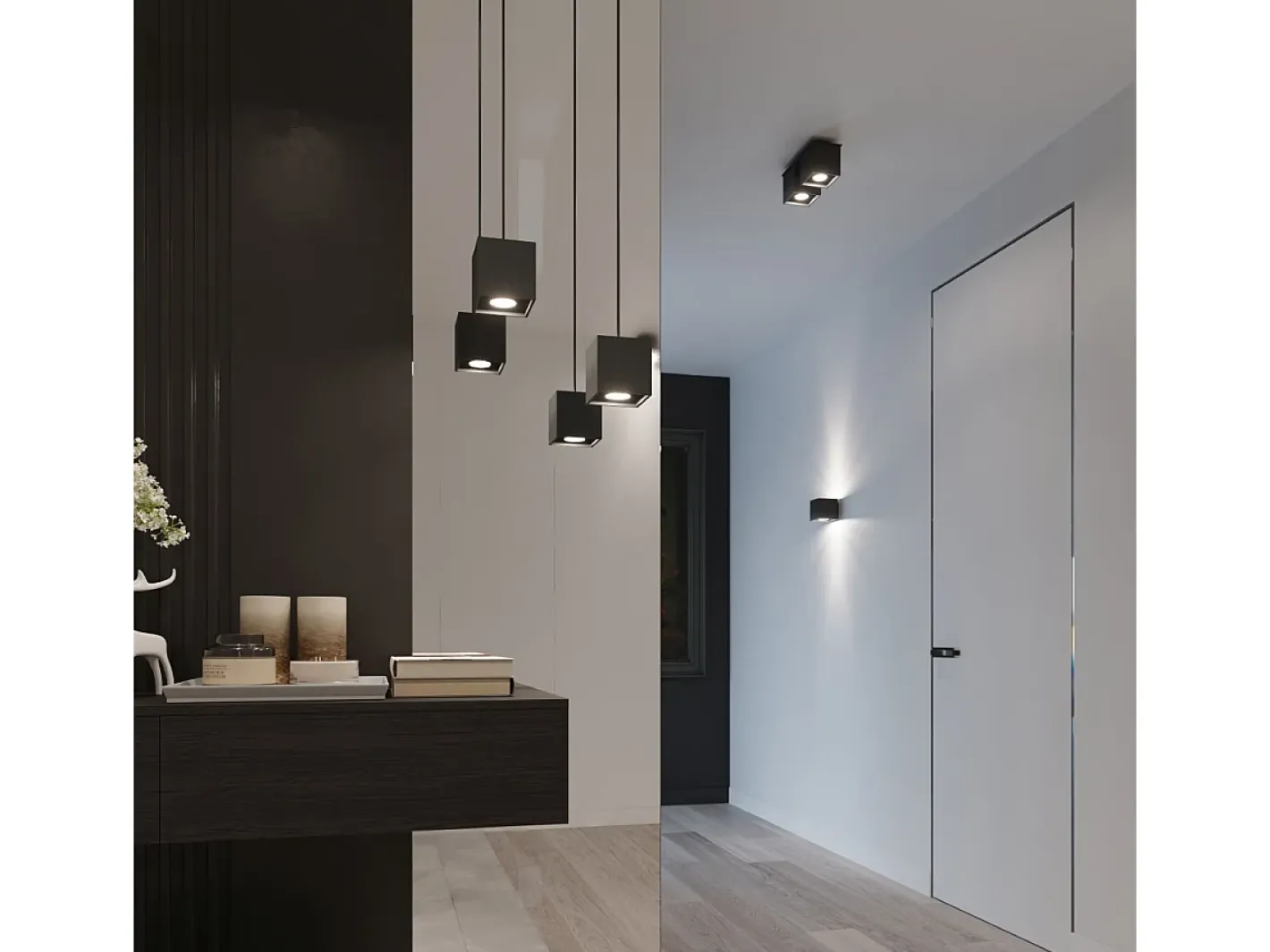 Sollux Lighting Plafón-Lámparas de techo Quadx moderno de aluminio - 2 fuentes luminosas 3000K - L.26 x A.12 cm - Negro