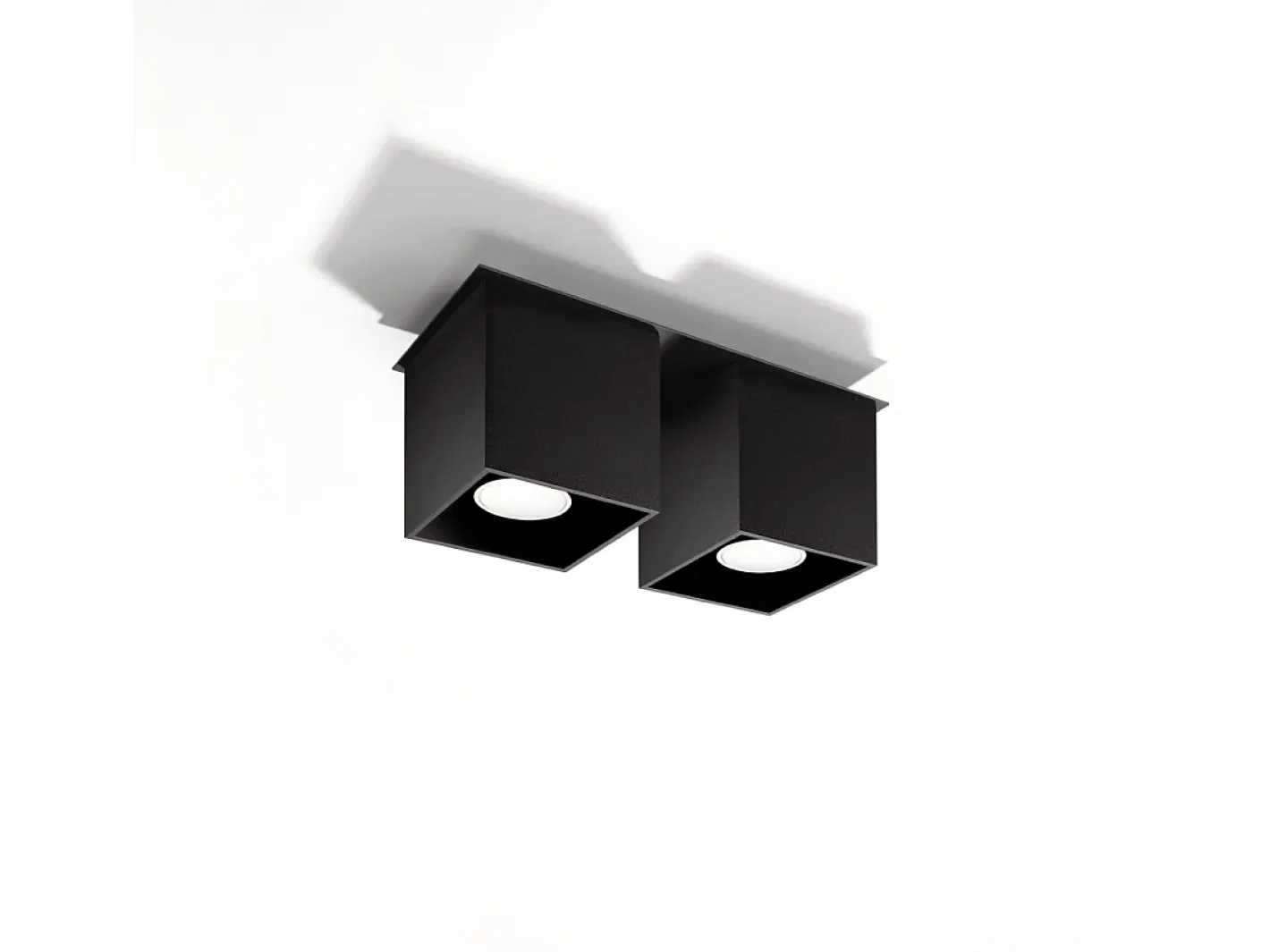Sollux Lighting Plafón-Lámparas de techo Quadx moderno de aluminio - 2 fuentes luminosas 3000K - L.26 x A.12 cm - Negro