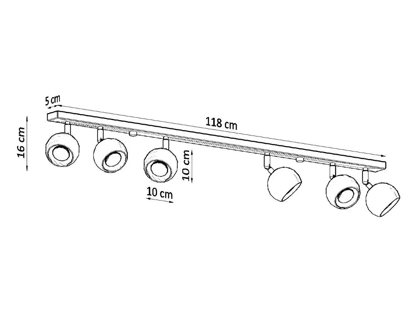 Sollux Lighting Plafón-Lámparas de techo Rayis moderno de acero - 6 fuentes luminosas 3000K - L.118 x A.16 cm - Blanco