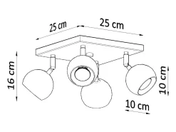 Sollux Lighting Lámparas de techo Rayis moderno de acero - 4 fuentes luminosas 3000K - L.25 x A.16 cm - Blanco New