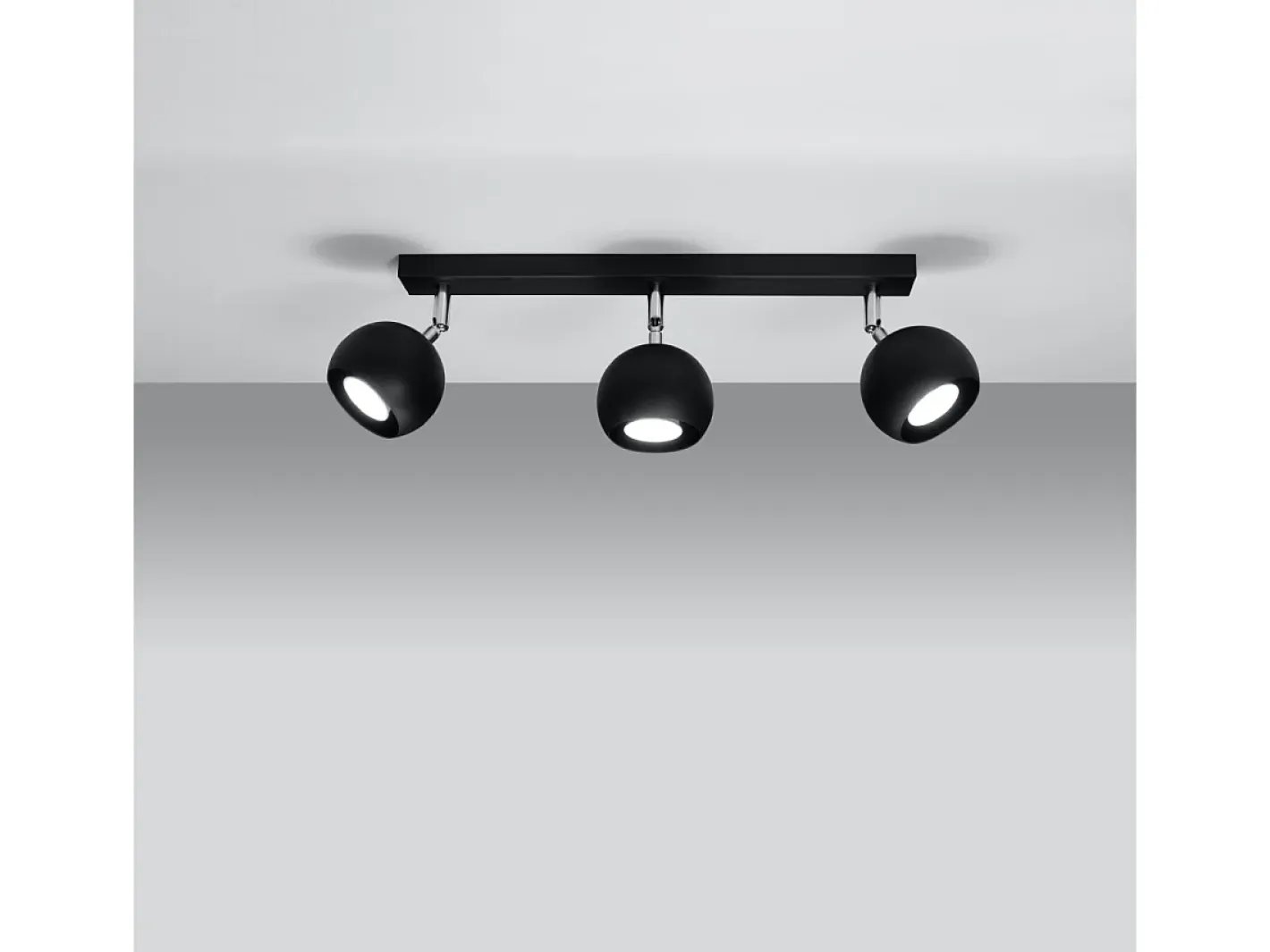 Outlet Sollux Lighting Lámparas de techo Rayis moderno de acero - 3 fuentes luminosas 4000K - L.45 x A.16 cm - Negro