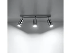 Outlet Sollux Lighting Lámparas De Techo Ring Moderno De Acero - 3 Fuentes Luminosas - L.45 X A.16 Cm - Cromo Gris
