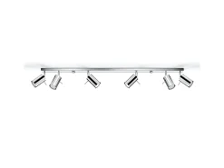 Sollux Lighting Plafón-Lámparas De Techo Ring Moderno De Acero - 6 Fuentes Luminosas - L.118 X A.16 Cm - Cromo Gris