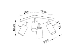 Sollux Lighting Lámparas De Techo Ring Moderno De Acero - 4 Fuentes Luminosas - L.25 X A.16 Cm - Cromo Gris Online