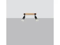 Sollux Lighting Lámparas de techo Shad moderno de acero/madera - 2 fuentes luminosas 3000K - L.38 x A.14 cm - madera negra Negro Best