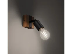 Sollux Lighting Lámparas de techo Shad moderno de acero/madera - 1 fuentes luminosas 4000K - L.14 x A.11 cm - madera negra Negro