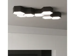 Sollux Lighting Plafón-Lámparas de techo Solinia moderno de CLORURO DE POLIVINILO - 2 fuentes luminosas 3000K - L.30,5 x A.11,5 cm - Negro