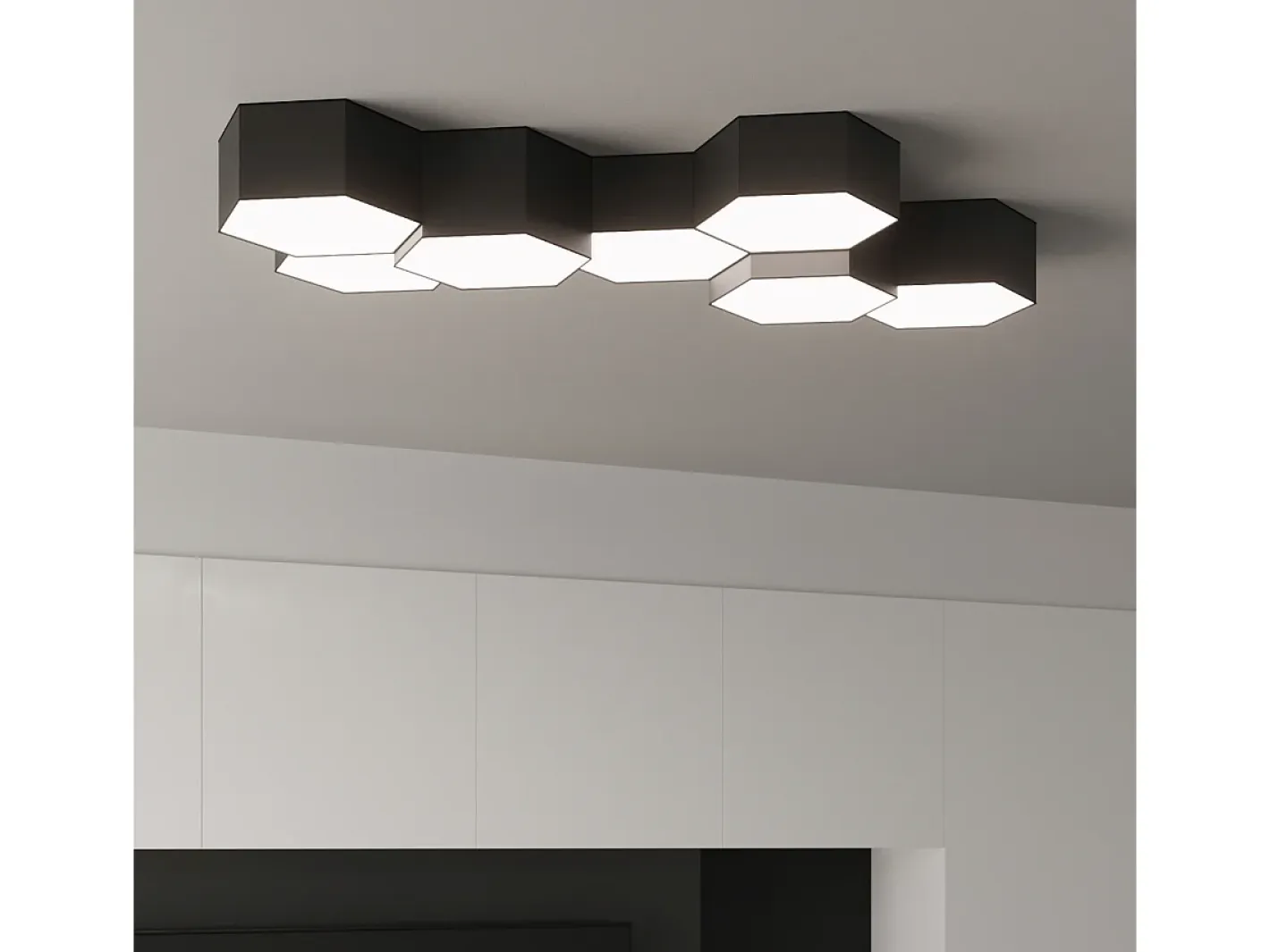 Sollux Lighting Plafón-Lámparas de techo Solinia moderno de CLORURO DE POLIVINILO - 2 fuentes luminosas 3000K - L.30,5 x A.11,5 cm - Negro