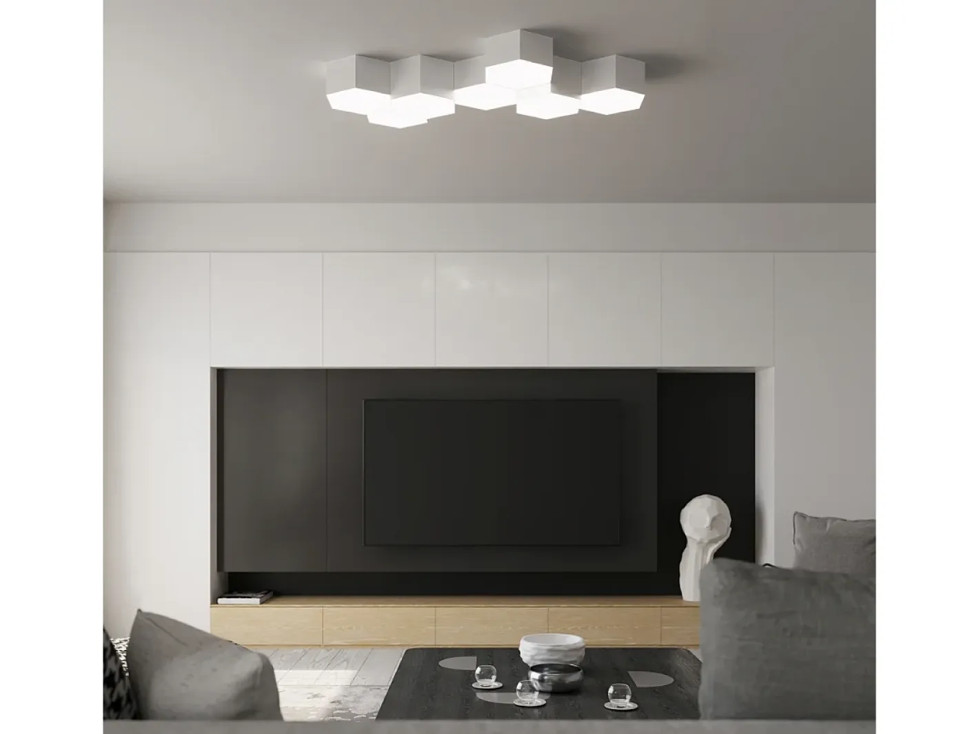 Sollux Lighting Lámparas de techo Solinia moderno de CLORURO DE POLIVINILO - 2 fuentes luminosas 3000K - L.30,5 x A.11,5 cm - Blanco Clearance