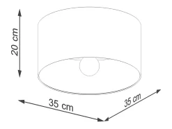 Sollux Lighting Lámparas de techo Straylon escandinavo de tela/madera/acero - 1 fuentes luminosas 3000K - L.35 x A.20 cm - /marrón oscuro Blanco Hot