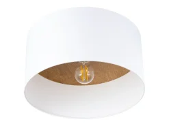 Outlet Sollux Lighting Lámparas de techo Straylon escandinavo de tela/madera/acero - 1 fuentes luminosas 3000K - L.35 x A.20 cm - /marrón claro Blanco