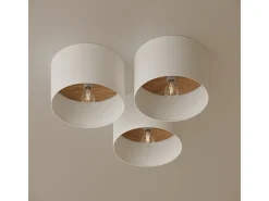 Outlet Sollux Lighting Lámparas de techo Straylon escandinavo de tela/madera/acero - 1 fuentes luminosas 3000K - L.35 x A.20 cm - /marrón claro Blanco