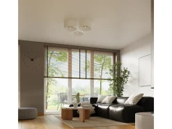 Sollux Lighting Lámparas de techo Straylon escandinavo de tela/madera/acero - 1 fuentes luminosas 4000K - L.35 x A.20 cm - /marrón claro Blanco New
