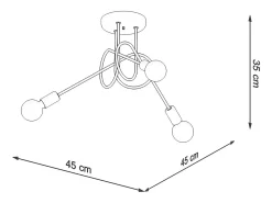 Sollux Lighting Plafón-Lámparas De Techo Supeł Industrial De Acero - 3 Fuentes Luminosas - L.45 X A.35 Cm - Negro