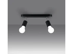 Sollux Lighting Plafón-Lámparas de techo Synfex minimalista de acero - 2 fuentes luminosas 4000K - L.33 x A.13,5 cm - Negro