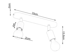 Sollux Lighting Plafón-Lámparas de techo Synfex minimalista de acero - 2 fuentes luminosas 4000K - L.33 x A.13,5 cm - Negro