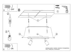 Sollux Lighting Plafón-Lámparas de techo Synfex minimalista de acero - 2 fuentes luminosas 4000K - L.33 x A.13,5 cm - Negro