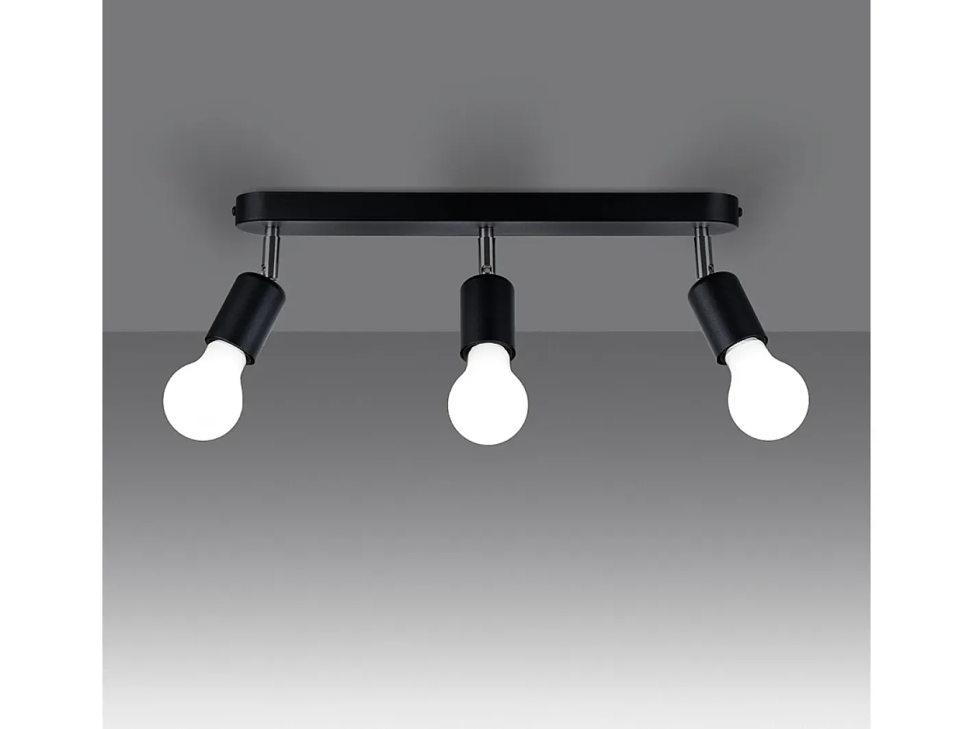Outlet Sollux Lighting Lámparas de techo Synfex minimalista de acero - 3 fuentes luminosas 4000K - L.40 x A.13,5 cm - Negro