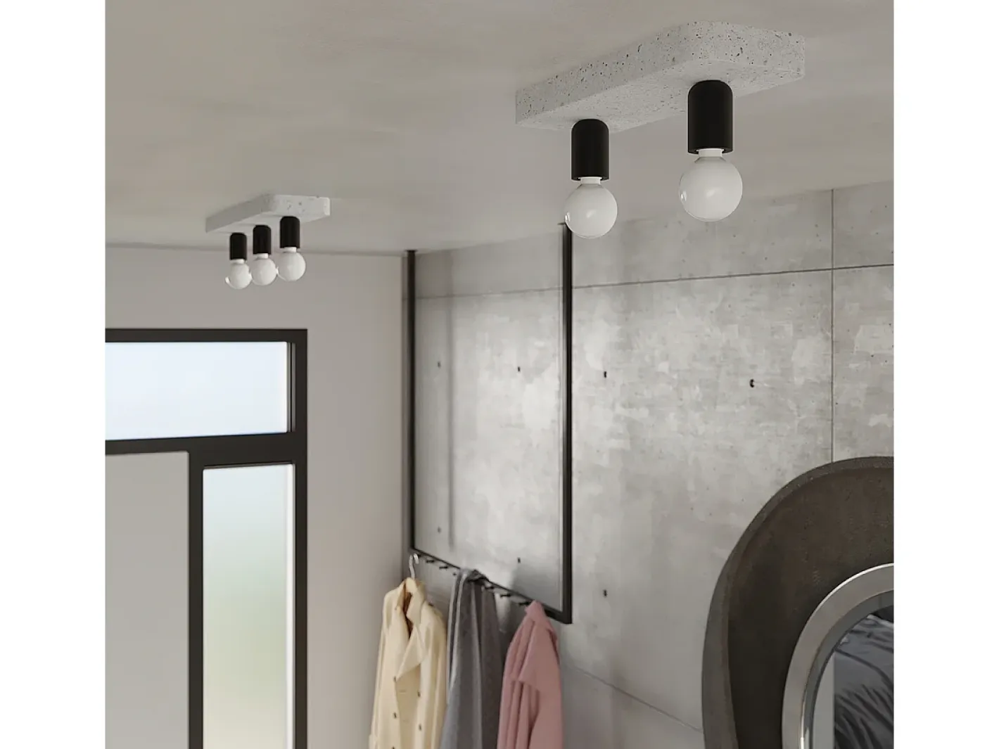 Sollux Lighting Lámparas De Techo Tavo Industrial De Concreto - 3 Fuentes Luminosas - L.55 X A.10 Cm - Gris New