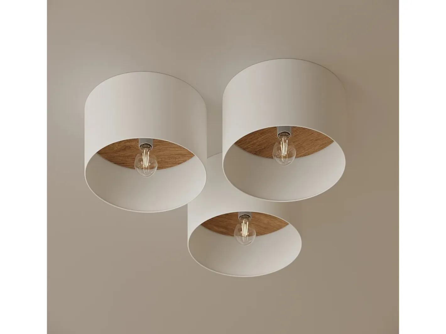 Sollux Lighting Lámparas De Techo Telesto Escandinavo De Tela/Madera/Acero - 1 Fuentes Luminosas - L.35 X A.20 Cm - Blanco/Marrón Claro Marru00f3n / Blanco