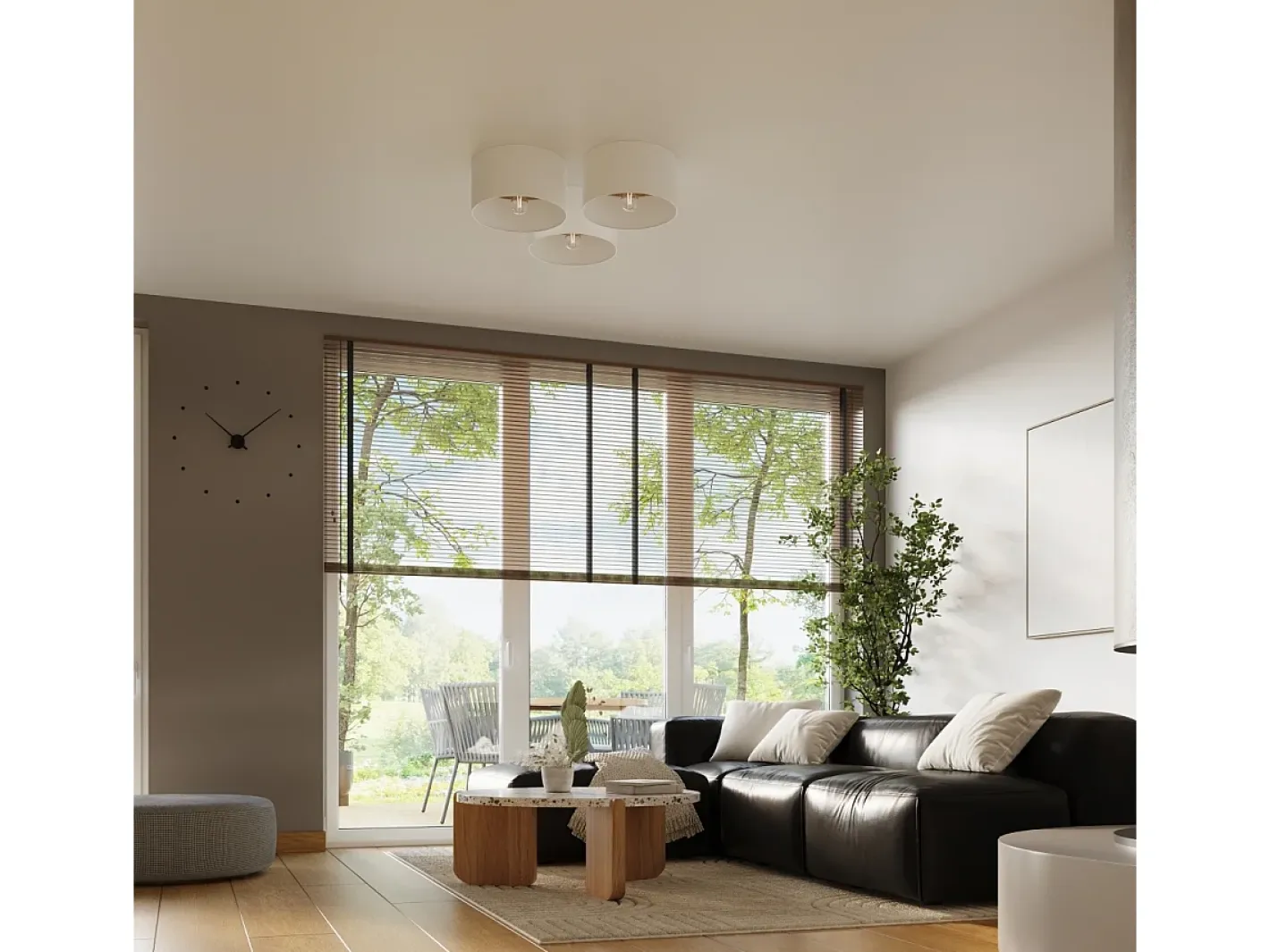 Sollux Lighting Lámparas De Techo Telesto Escandinavo De Tela/Madera/Acero - 1 Fuentes Luminosas - L.35 X A.20 Cm - Blanco/Marrón Claro Marru00f3n / Blanco