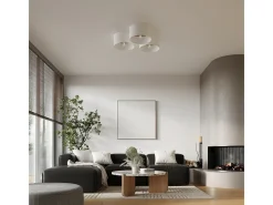 Sollux Lighting Lámparas De Techo Telesto Escandinavo De Tela/Madera/Acero - 1 Fuentes Luminosas - L.35 X A.20 Cm - Blanco/Marrón Claro Marru00f3n / Blanco