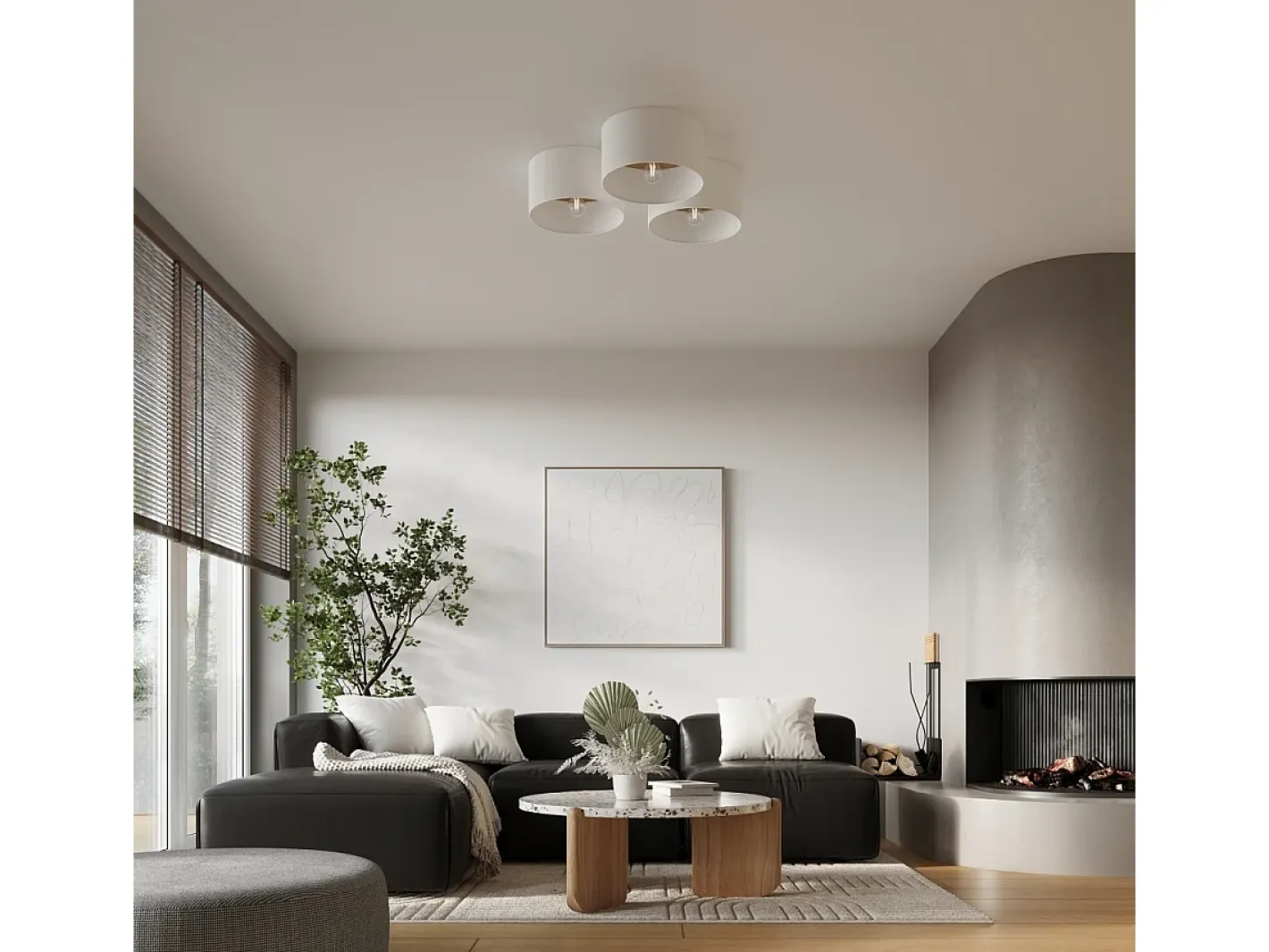 Sollux Lighting Lámparas De Techo Telesto Escandinavo De Tela/Madera/Acero - 1 Fuentes Luminosas - L.35 X A.20 Cm - Blanco/Marrón Claro Marru00f3n / Blanco