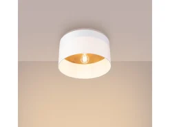 Sollux Lighting Lámparas De Techo Telesto Escandinavo De Tela/Madera/Acero - 1 Fuentes Luminosas - L.35 X A.20 Cm - Blanco/Marrón Claro Marru00f3n / Blanco